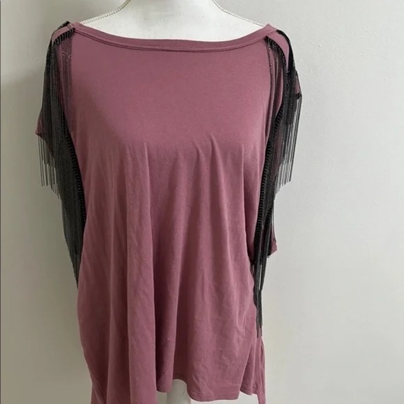 Free People x Tricia Fix Sleeves trimmed with black mesh and silver metal fringe - Picture 2 of 9